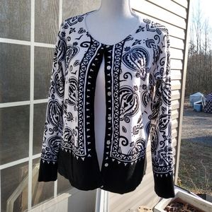 Pierri New York B&W Cardigan Sweater SzL